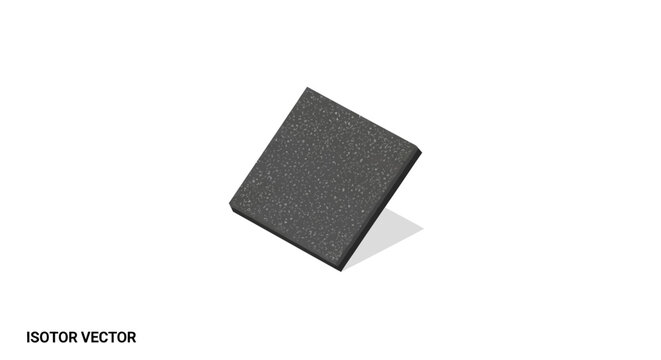Gray square chip isolated with angled shadow effect.