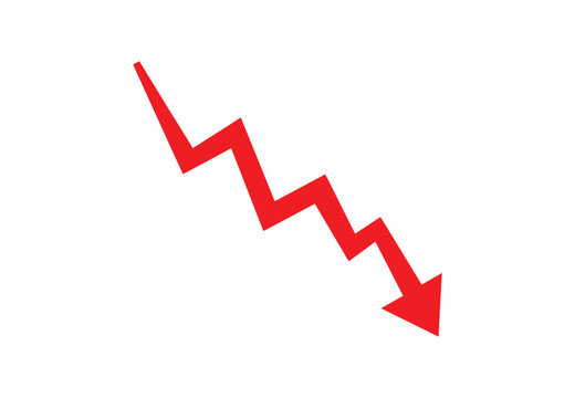 Downward zigzag arrow in bold red color
