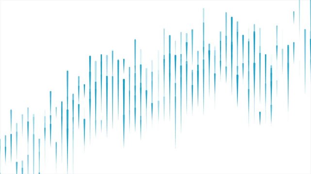 Abstract blue linear financial bar chart showing upward business growth trend. Minimal tech motion background. Video animation Ultra HD 4K 3840x2160