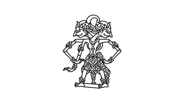 Traditional Indonesian Wayang Kulit Shadow Puppet Character.