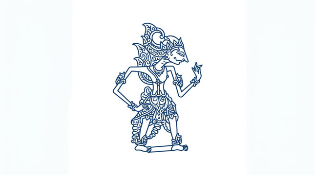 Traditional Indonesian Wayang Kulit Shadow Puppet Character.