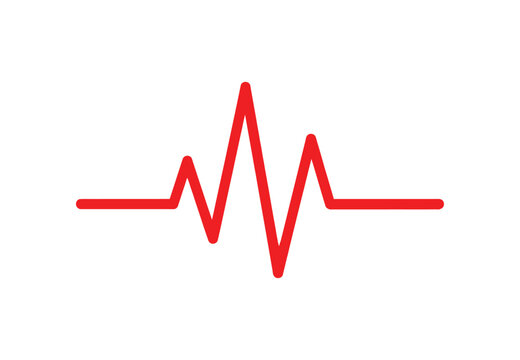 Simple red heartbeat or pulse line icon