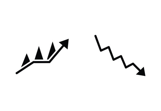 Up and down zigzag arrow trend icons