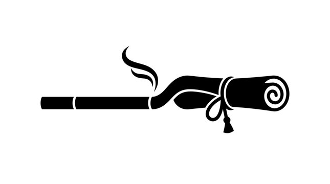 Elegant Graduation Diploma Scroll Tied with Ribbon Silhouette.