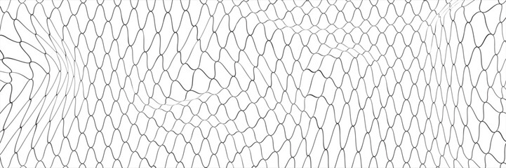 Fishing or soccer net. Repeated hexagon pattern. Black wired mesh texture isolated on white background. Metallic or fabric fence, cage or lattice structure. Vector graphic Illustration. © nong