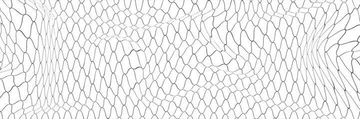 Fishing or soccer net. Repeated hexagon pattern. Black wired mesh texture isolated on white background. Metallic or fabric fence, cage or lattice structure. Vector graphic Illustration. © nong