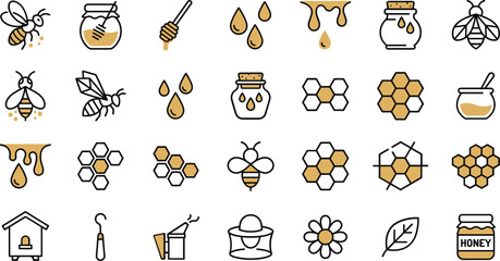 Honey Bee and Beekeeping Vector Icon SetHoney Bee and Beekeeping Vector Icon Set © Akramul