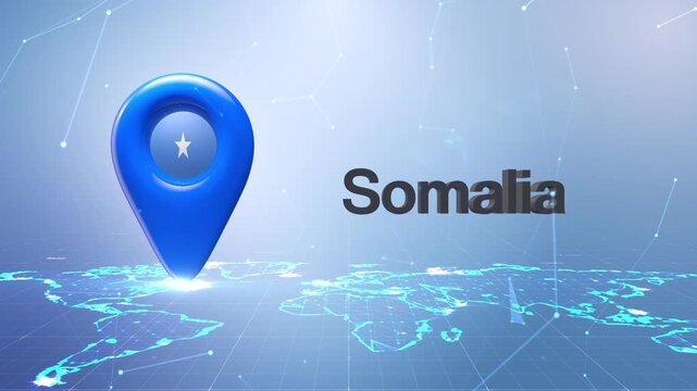South Africa Flag Inside Location Pin On Digital World Map Animation