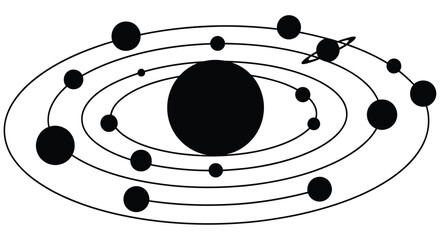 A simplified diagram illustrating a heliocentric planetary system model © SHYFUL_STUDIO
