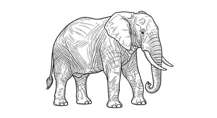 African elephant sketch detailed line art illustration © JBO_STUDIO