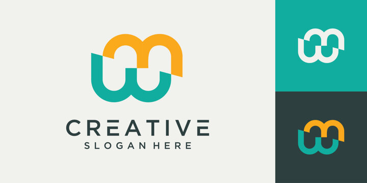 abstract monogram logo template. icons for business of fashion, sport, pixel, technology - vector