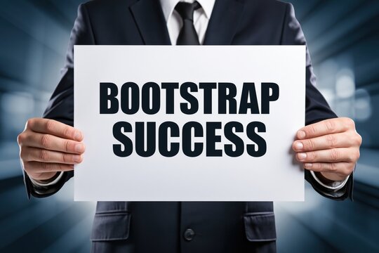 Entrepreneur presenting bootstrap success on a document
