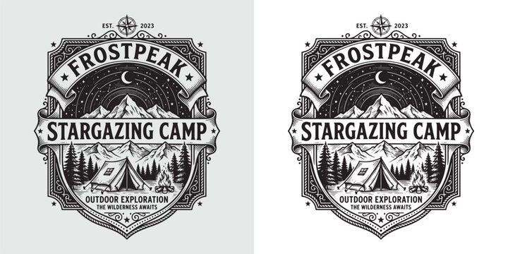 Frostpeak Stargazing Camp Wilderness Exploration Shield Badge