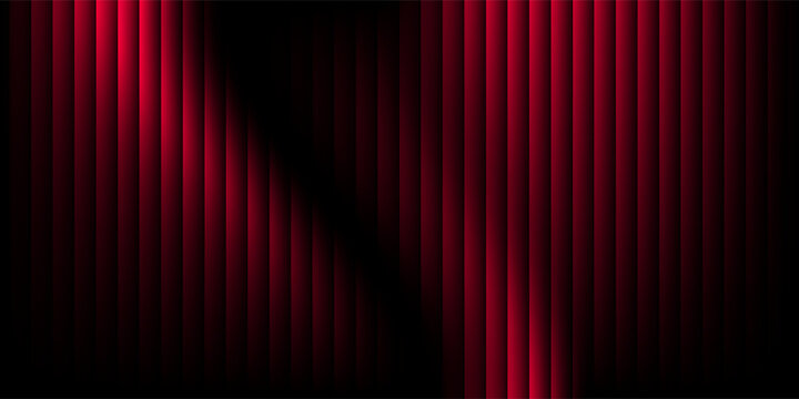 Abstract black background with glowing vertical red ribbed lines, creating a fractal glass effect, digital noise, or glitch. Editable vector illustration.