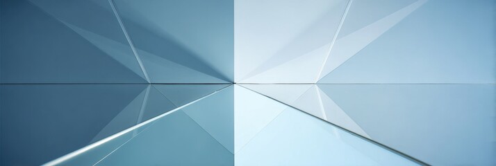 Fototapeta premium Abstract Geometric Glass Panels with Blue and White Reflections