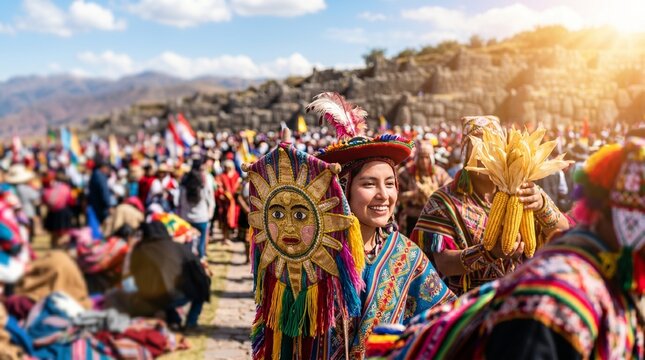 Celebraci&oacute;n tradicional del Inti Raymi o Fiesta del Sol en Cusco Per&uacute;