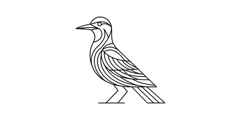 Fototapeta premium Black and white line of a standing bird line black and white simple animal wildlife