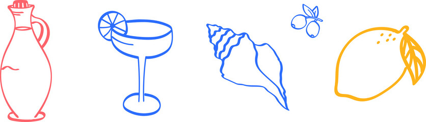 Set of vector doodles in the Amalfi coast © Anna