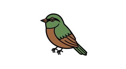 Stylized green bird with orange breast looking left © bima