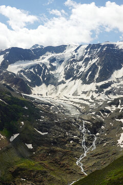 The view of Pitztal glacier from Fuldaweg, Pitztal valley, Austria	