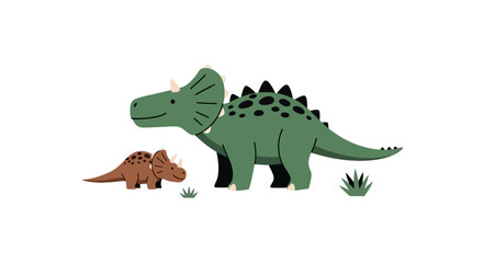 Group of friendly prehistoric dinosaurs peeking from the bottom © bima