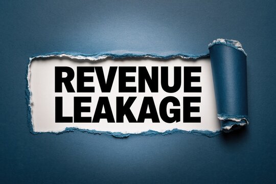 REVENUE LEAKAGE business problem concept under torn blue paper