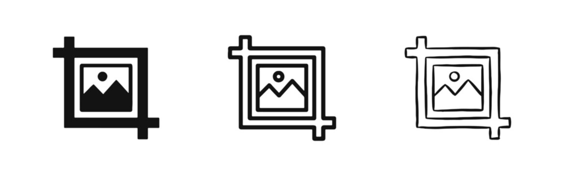 Image Crop Tool and Photo Editing Design Icon Set