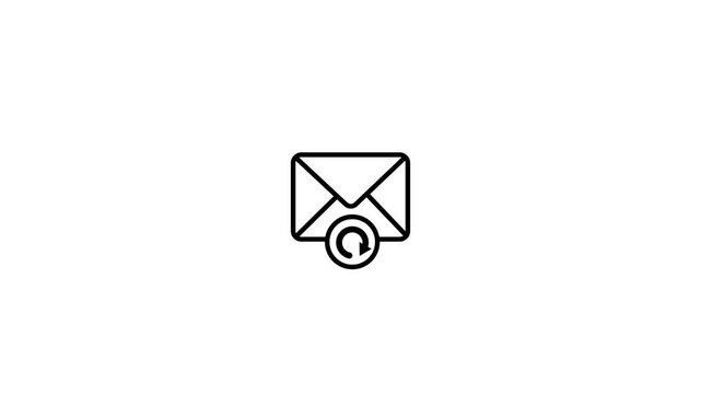 Email envelope icon with a refresh symbol inside a circle on white message communication