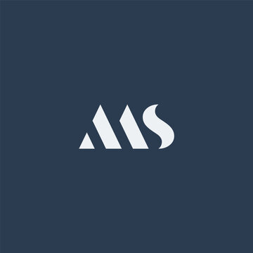 MS monogram logo in stencil letter style - black and white