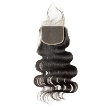 body wavy black human hair weaves extensions lace closure