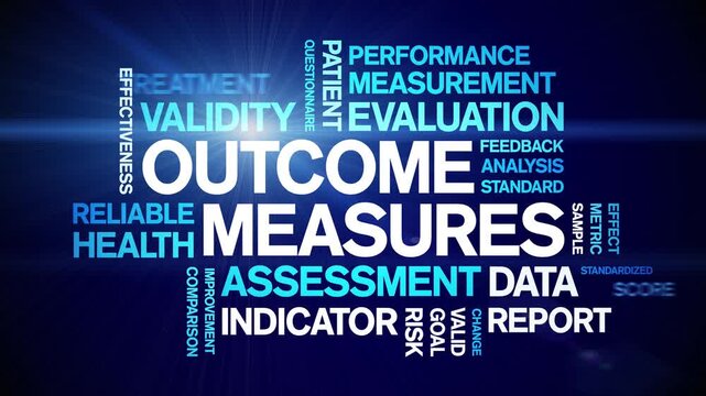 Outcome Measures animated word cloud-text design animation tag kinetic typography seamless loop.