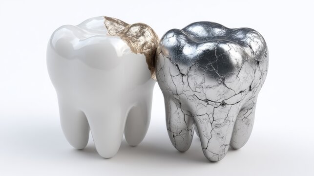 Comparison of composite resin filling and silver amalgam filling on teeth