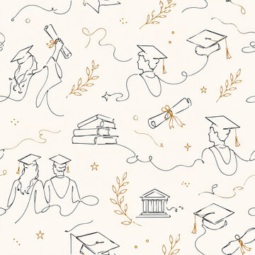Minimal Continuous Line Graduation Seamless Pattern Illustration