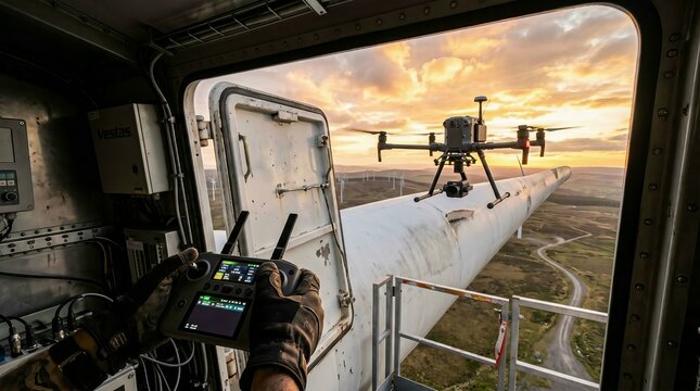 Drone launching from helicopter during stunning sunset aerial view