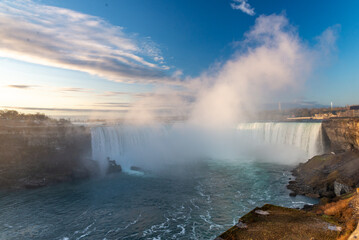 Canadian horseshoe falls in morning mist. © Richard