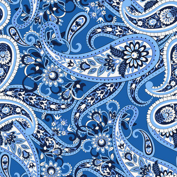 Paisley Floral oriental ethnic Pattern. Seamless Vector Ornament. Damask fabric patterns.