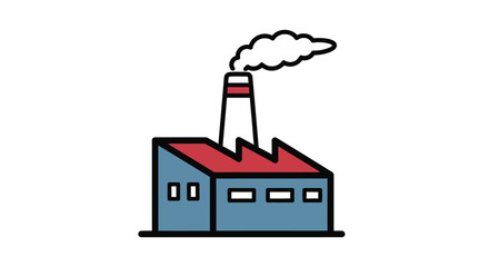 Naklejka premium factory building illustration with smokestack on white background
