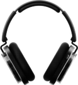 Large vector halftone headphones with a transparent background