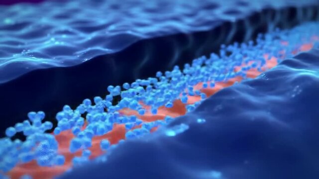 Dynamic Molecular Flow Animation Showcasing Cellular Interactions And Biochemical Processes In Medical And Health Research