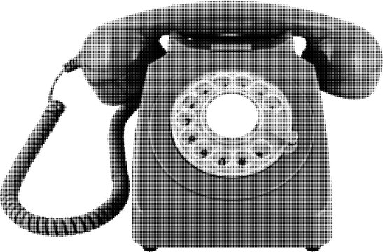 Large vector halftone retro telephone with a transparent background