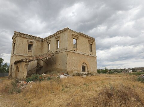 Abandoned rural house in depopulated village of Spain