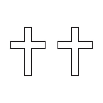 Two Black Crosses On White Background Simple Line Art Illustration