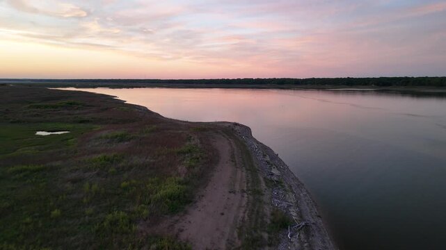 Aerial Drone View of Mile ong Bridge over Saylorvill Lake, Iowa