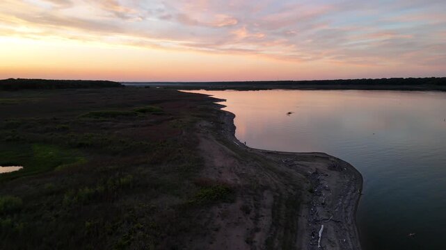 Aerial Drone View of Mile ong Bridge over Saylorvill Lake, Iowa