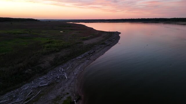 Aerial Drone View of Mile ong Bridge over Saylorvill Lake, Iowa