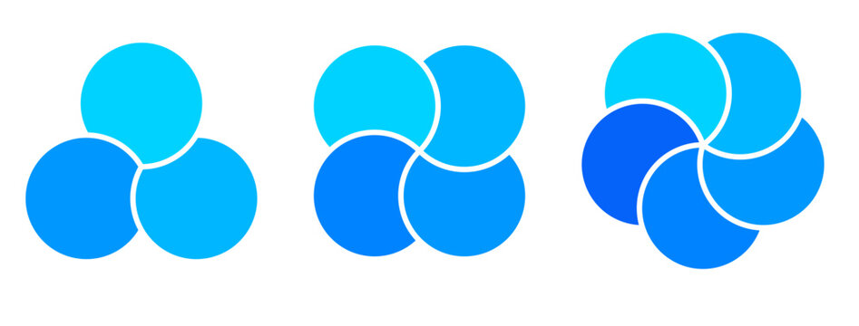 Blue Overlapping Circle Shape Set