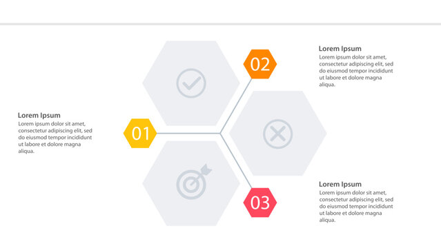 Three Step Hexagon Business Process Infographic Template