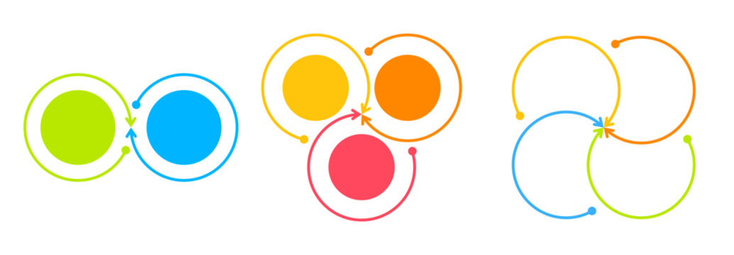 Colorful circular arrow loop infographic set