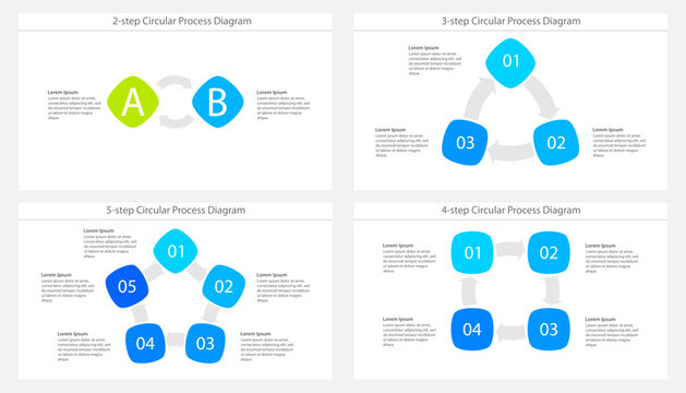 Circular Process Diagram Template Set with 2 to 5 Steps