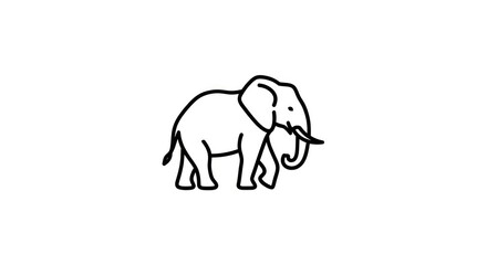 Fototapeta premium Simple Line Drawing Elephant Icon.